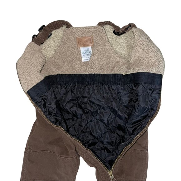 C.E. Schmidt Workwear for Kids Brown Denim Faux Sherpa Lined Overalls 12 Mo - Picture 7 of 8